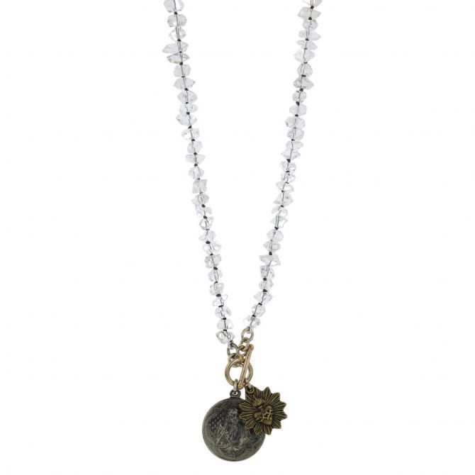 Large Teardrop Pyrite & Rock Crystal Pendant Necklace in Sterling Silver -  Underwoods Jewelers