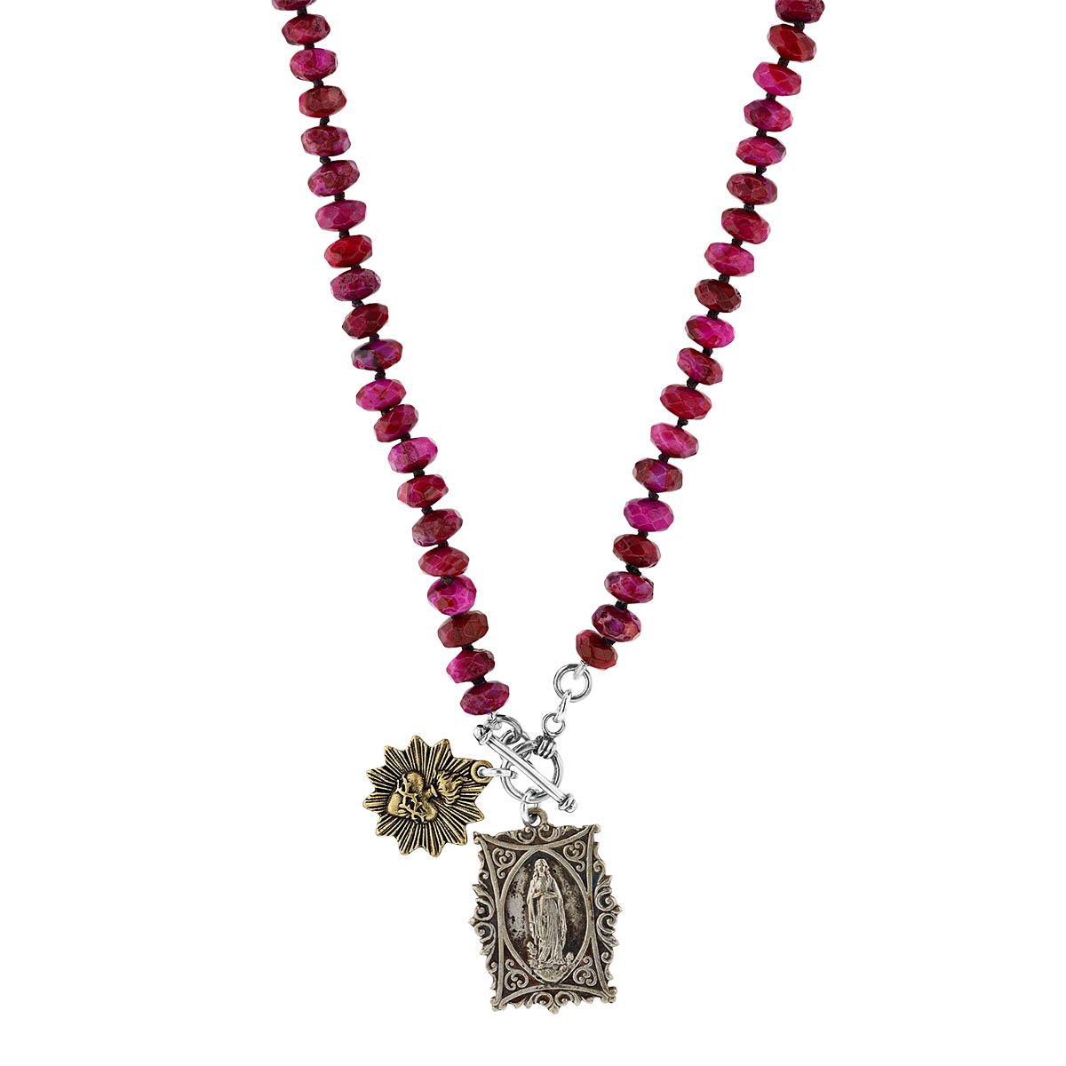 Miracle Icons by Mary Jo Pane Multi Facet Pink Agate Necklace, 16