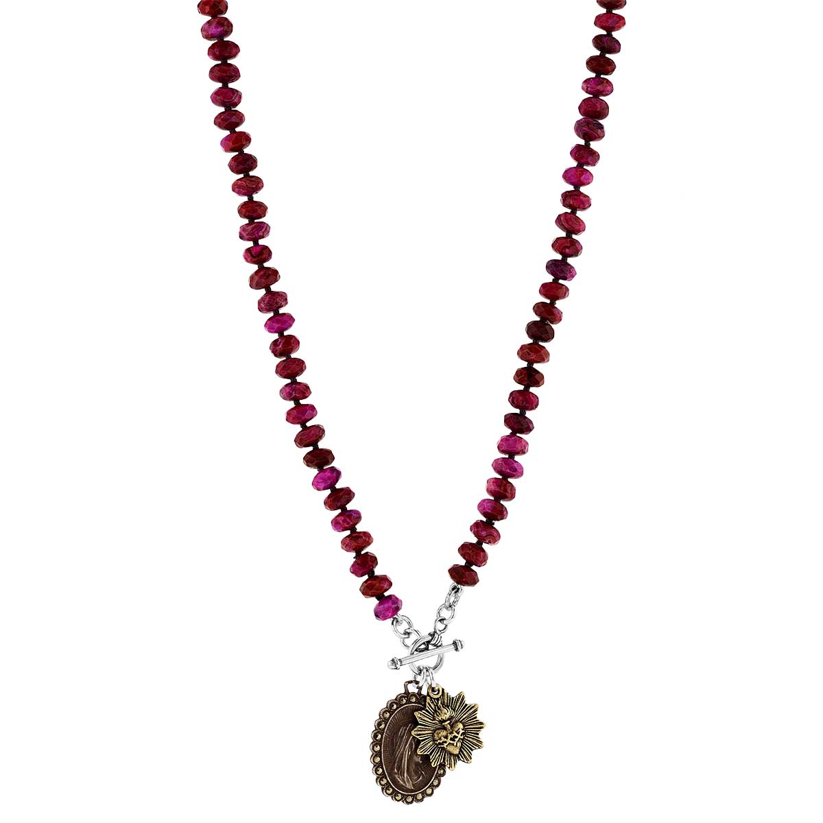 Miracle Icons By Mary Jo Pane Multi Facet Pink Agate Necklace, 20