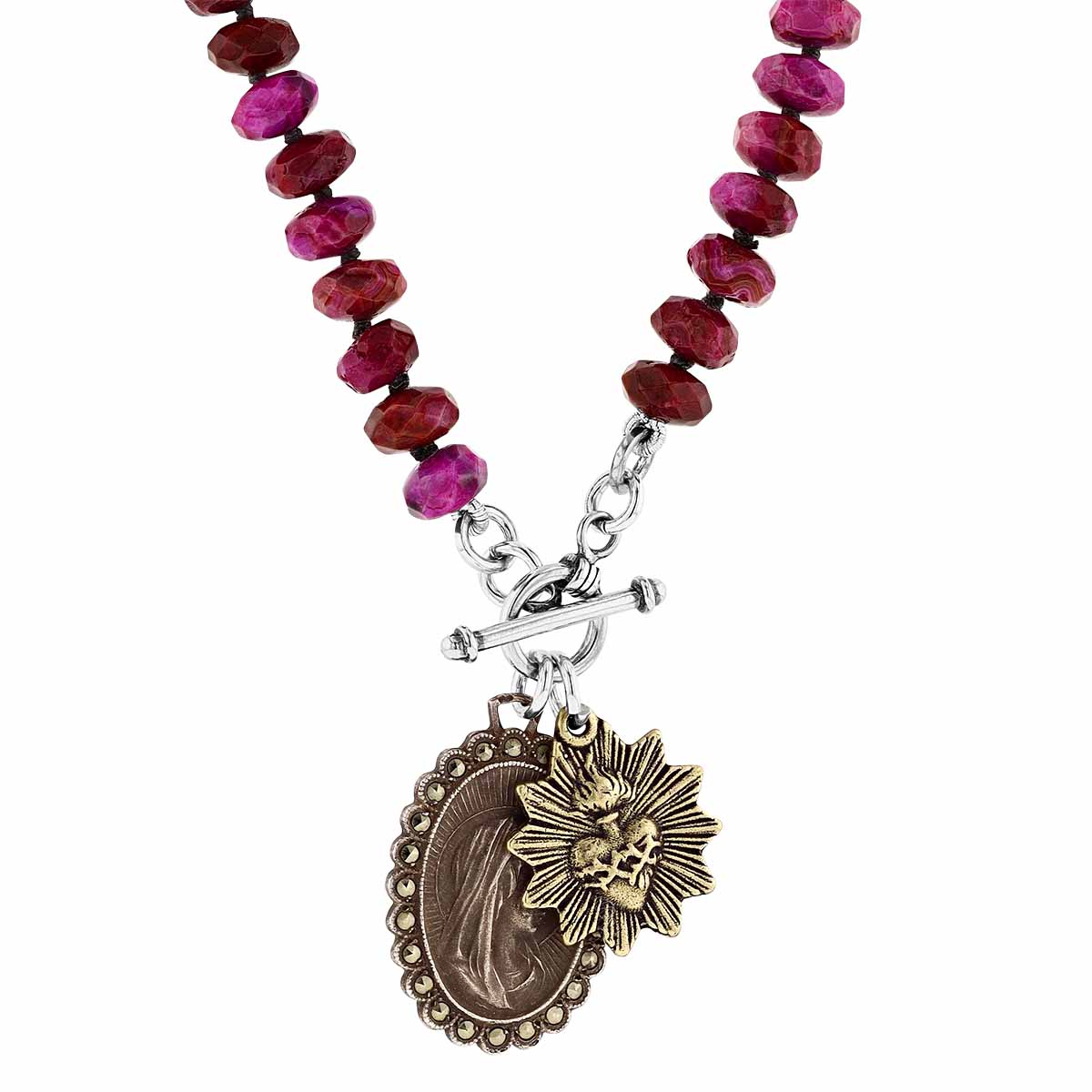 Miracle Icons By Mary Jo Pane Multi Facet Pink Agate Necklace, 20