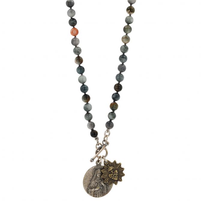 Miracle Icons by Mary Jo Pane Eagle Eye Jasper Necklace, 20"