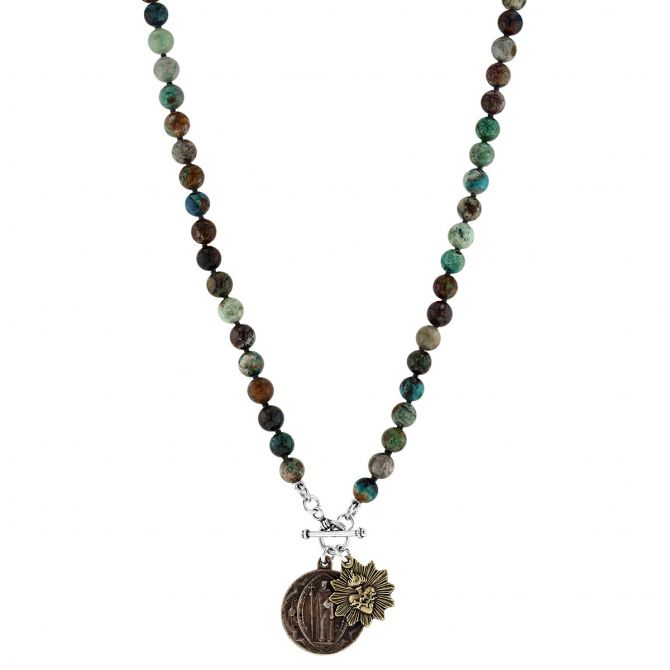 Miracle Icons By Mary Jo Pane Chrysocolla Necklace, 18"