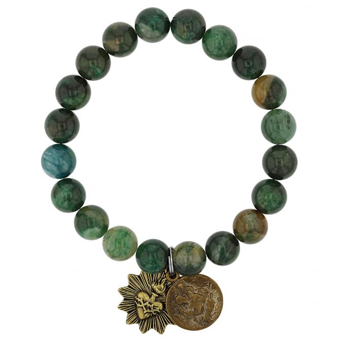 Miracle Icons By Mary Jo Pane 10mm Green Mica Bracelet