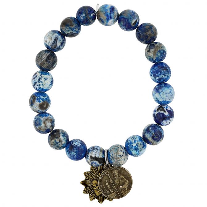 Miracle Icons By Mary Jo Pane 10mm Azure Agate Bracelet
