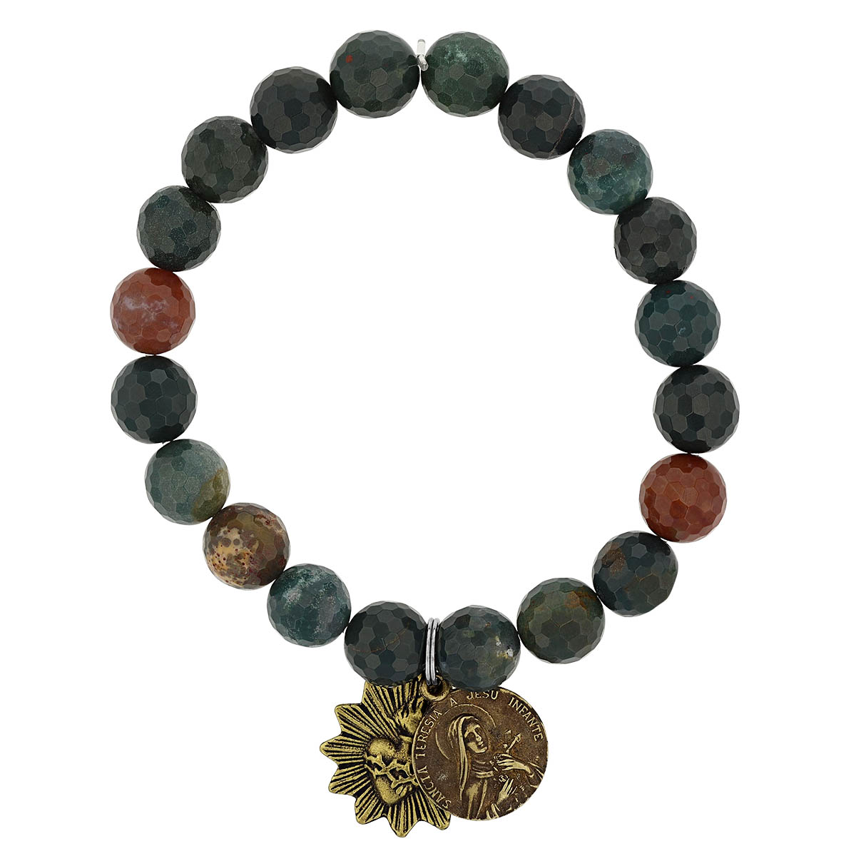 Miracle Icons By Mary Jo Pane 10mm Faceted Bloodstone Bracelet