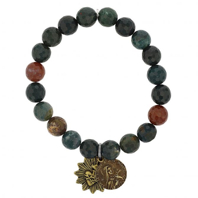 Miracle Icons By Mary Jo Pane 10mm Faceted Bloodstone Bracelet
