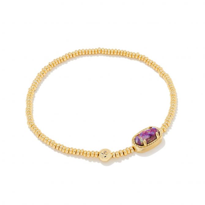 Kendra Scott Grayson Yellow Gold Plated Stretch Bracelet in Bronze Veined Purple Turquoise