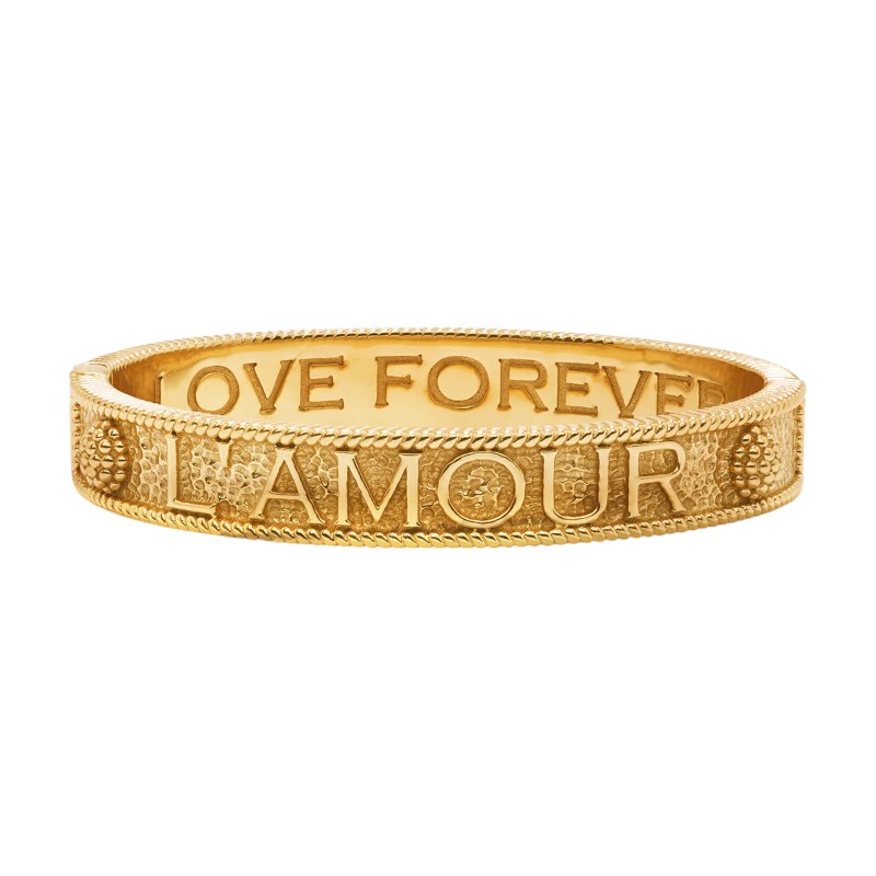 Capucine De Wulf L'Amour Toujour Hinged Bangle, Yellow Gold Plated