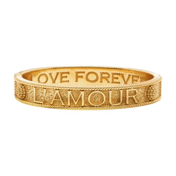Capucine De Wulf L'Amour Toujour Hinged Bangle, Yellow Gold Plated