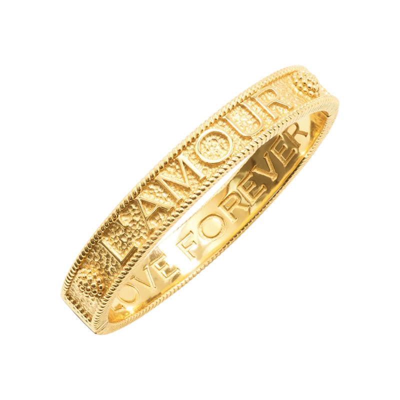 Capucine De Wulf L'Amour Toujour Hinged Bangle, Yellow Gold Plated