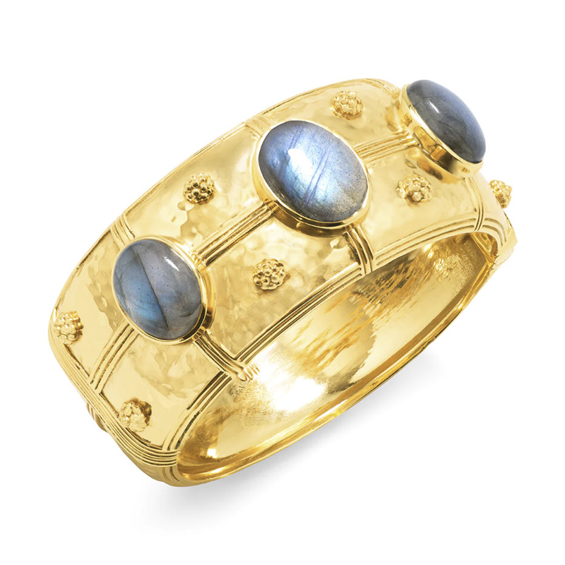 Capucine De Wulf Cleopatra Grande Hinged Bracelet, Blue Labradorite