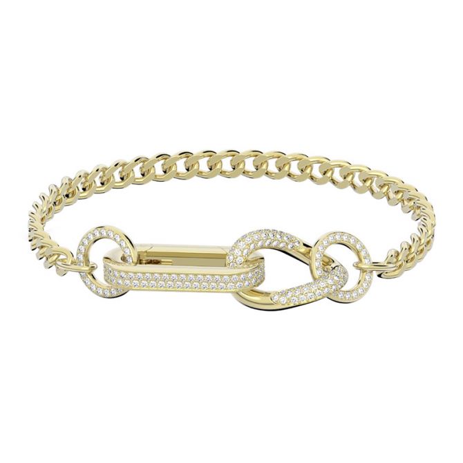 Swarovski Dextera Pave Mixed Links Bracelet, Yellow Gold Tone
