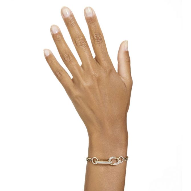 Swarovski Dextera Pave Mixed Links Bracelet, Yellow Gold Tone