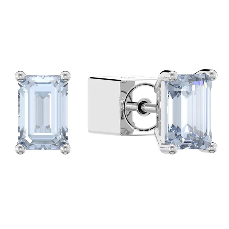 Swarovski Stilla Cushion Cut Stud Earrings, Blue