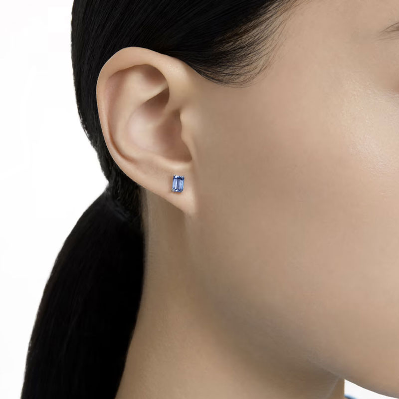 Swarovski Stilla Cushion Cut Stud Earrings, Blue