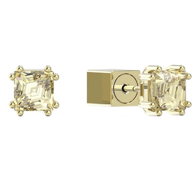 Swarovski Stilla Cushion Cut Stud Earrings, Yellow