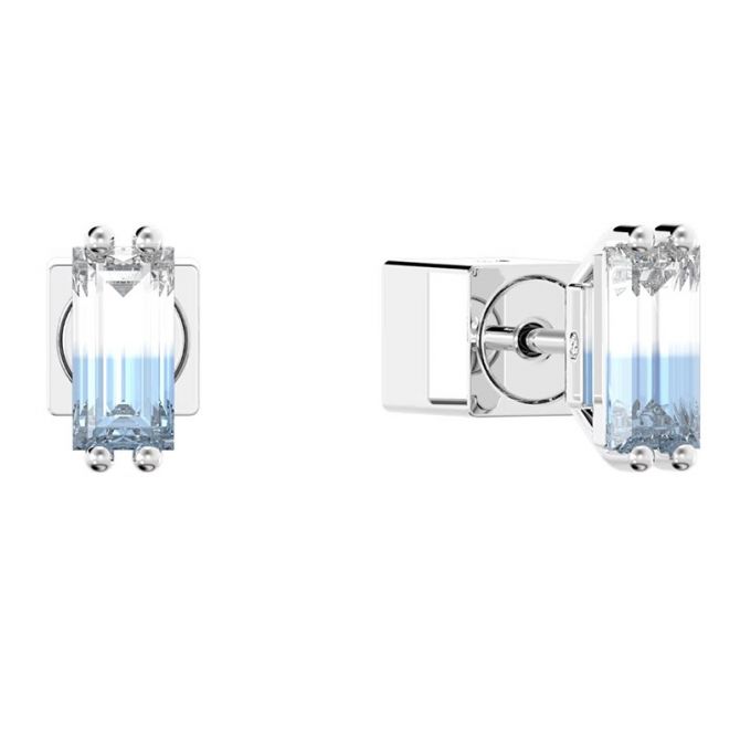 Swarovski Stilla Cushion Cut Stud Earrings, Blue and Clear