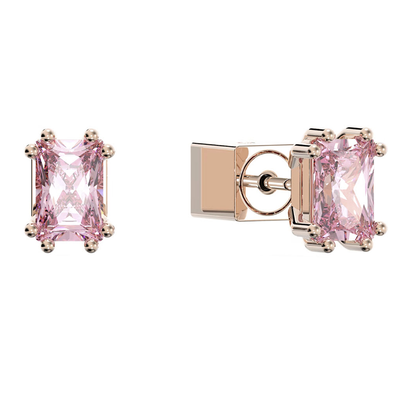 Swarovski Stilla Cushion Cut Stud Earrings, Pink and Rose