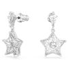 Swarovski Stella Kite Cut Star Drop Earrings, White and Rhodium Plated
