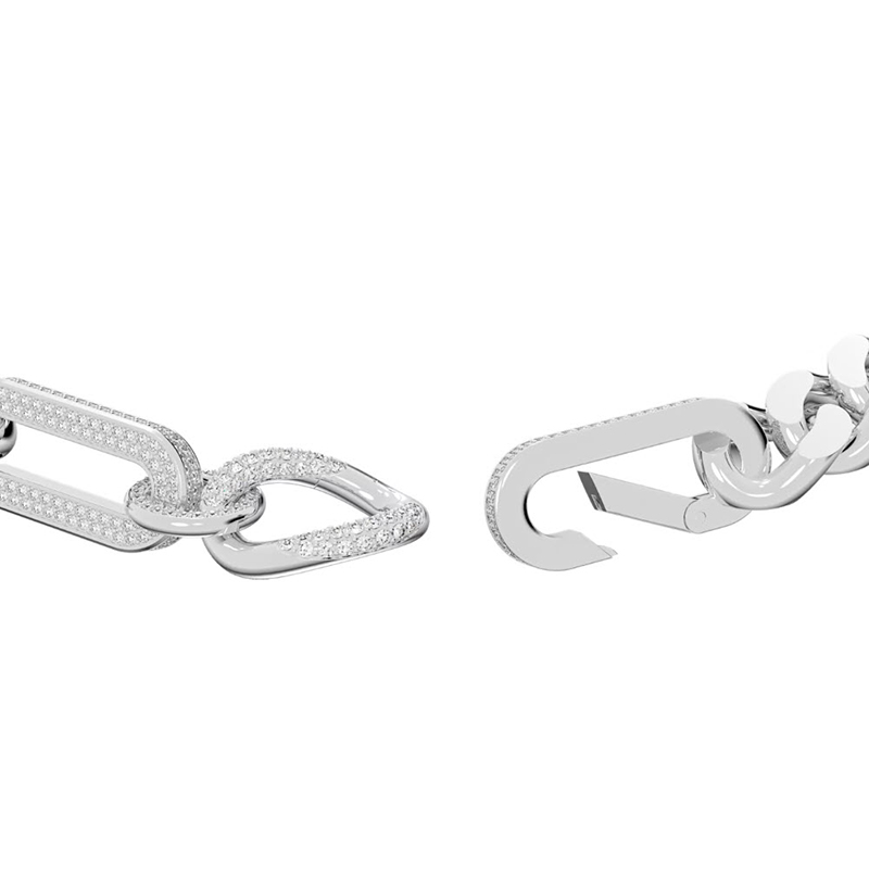 Swarovski Dextera Pave Mixed Links Necklace, White and Silver tone
