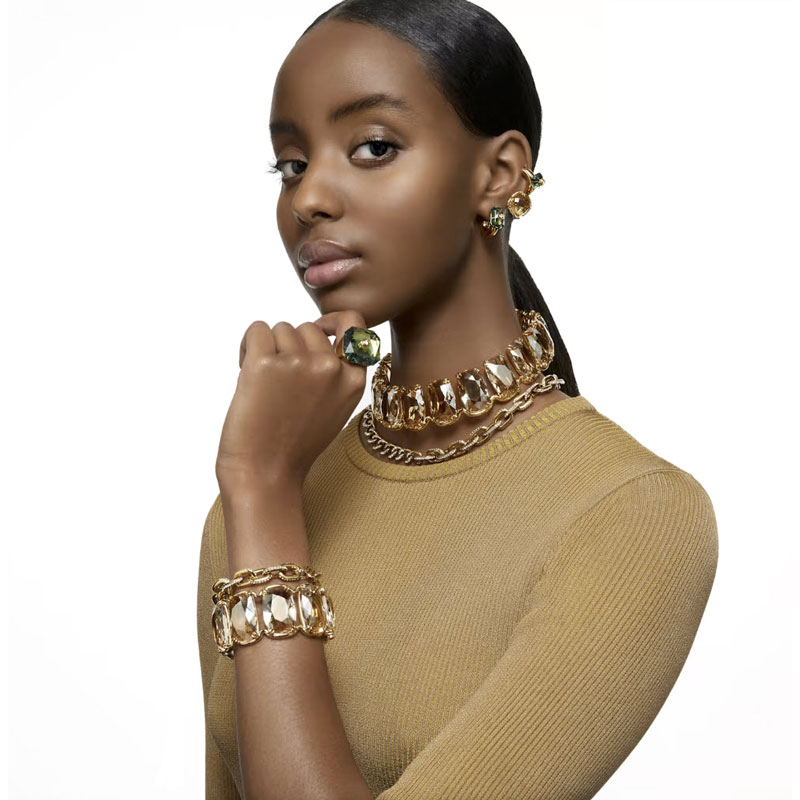 Swarovski Dextera PavÃÆÃâÃâÃÂ© Mixed Links Necklace, White and Yellow Gol