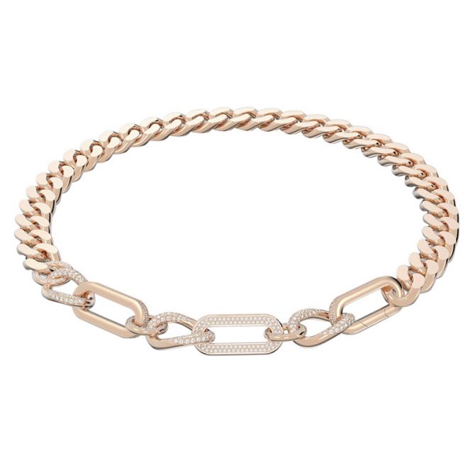 Swarovski Dextera Pave Mixed Links Necklace, White and Rose Gold tone