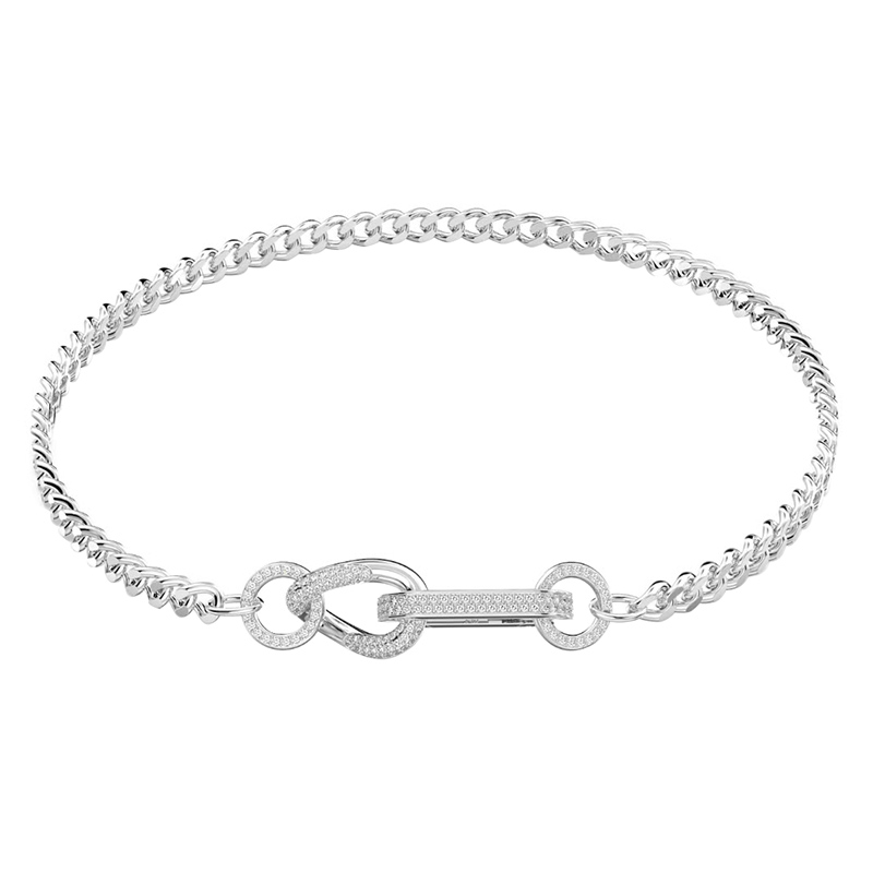 Swarovski Dextera Pave Mixed Links Necklace, White and Silver tone ...