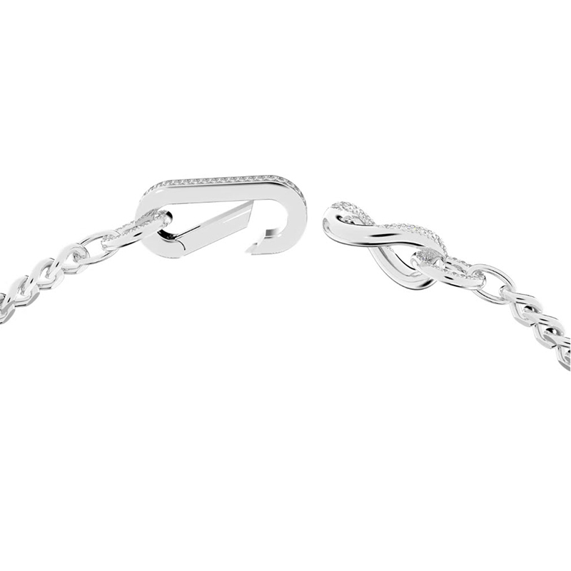 Swarovski Dextera Pave Mixed Links Necklace, White and Silver tone