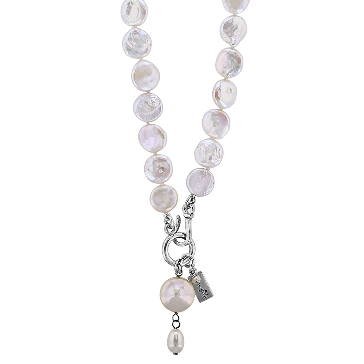 Pearly Girls Coin Pearl Drop Pendant Necklace, 18