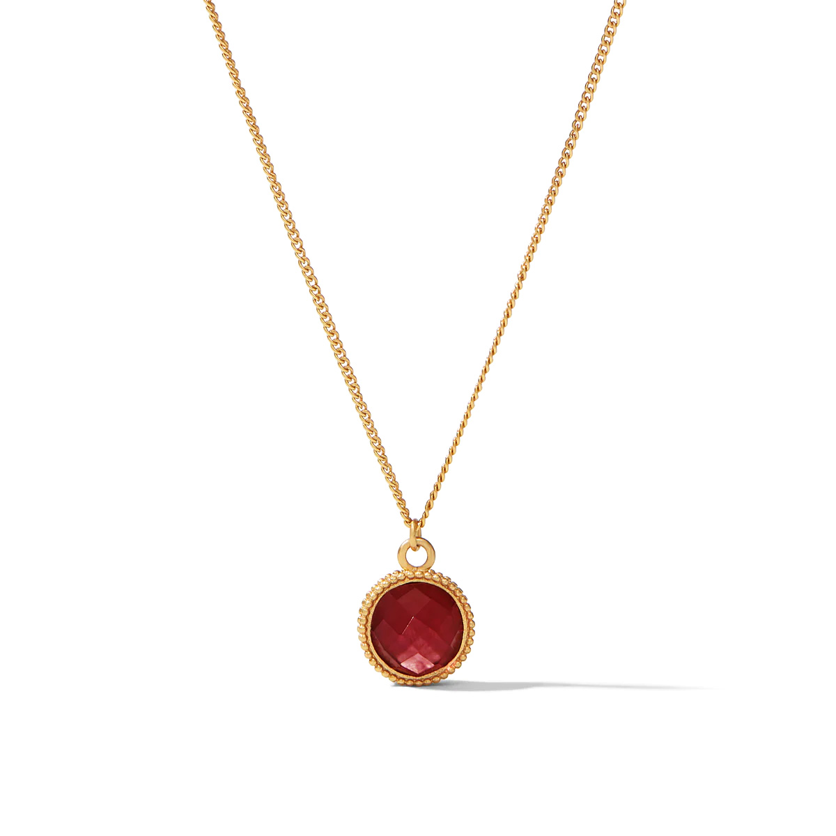 Julie Vos Fleur-de-Lis Solitaire Necklace, Iridescent Ruby Red