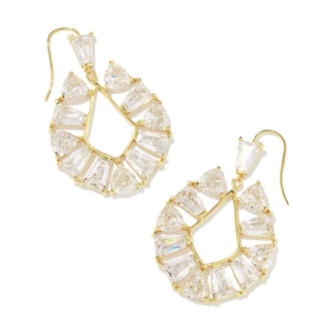 Kendra Scott Blair Yellow Gold Plated Jewel Open Frame Earrings in