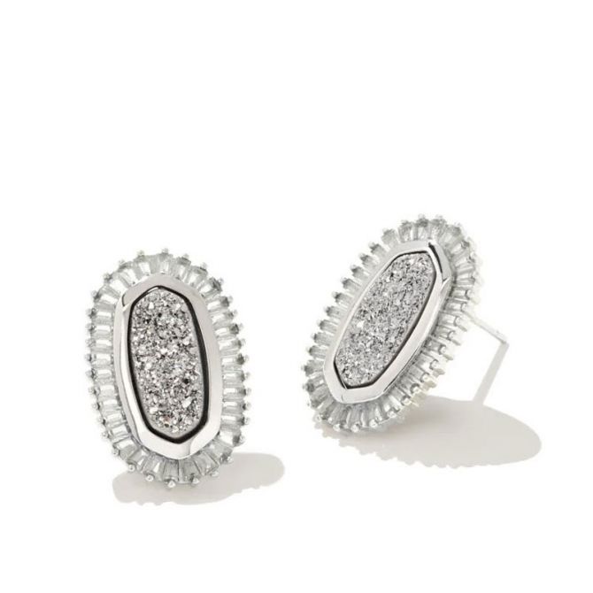 Bella V drop earrings, Round cut, White, Rhodium plated | Swarovski