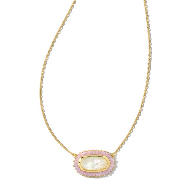 Kendra Scott Elisa Yellow Gold Plated Necklace in Iridescent Drusy