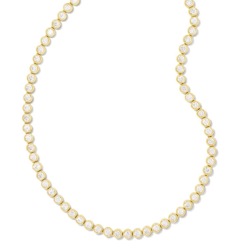 Kendra Scott Carmen Gold Tone Tennis Necklace in White Crystal