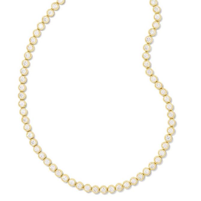 Kendra Scott Carmen Gold Tone Tennis Necklace in White Crystal