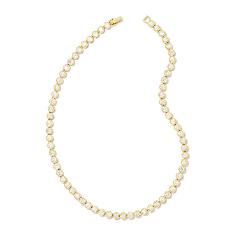 Kendra Scott Carmen Gold Tone Tennis Necklace in White Crystal