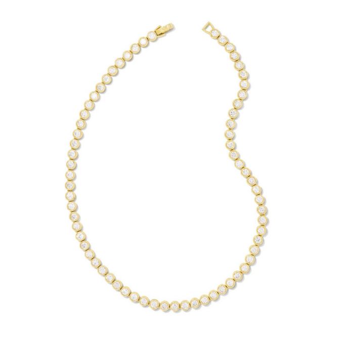 Kendra Scott Carmen Gold Tone Tennis Necklace in White