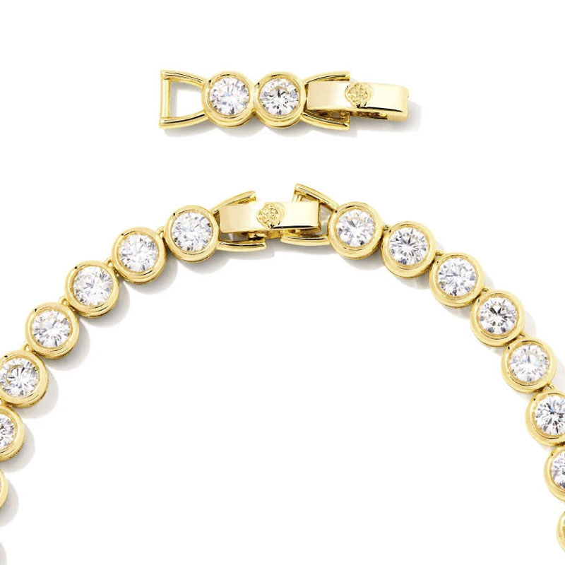 Kendra Scott Carmen Gold Tone Tennis Necklace in White Crystal