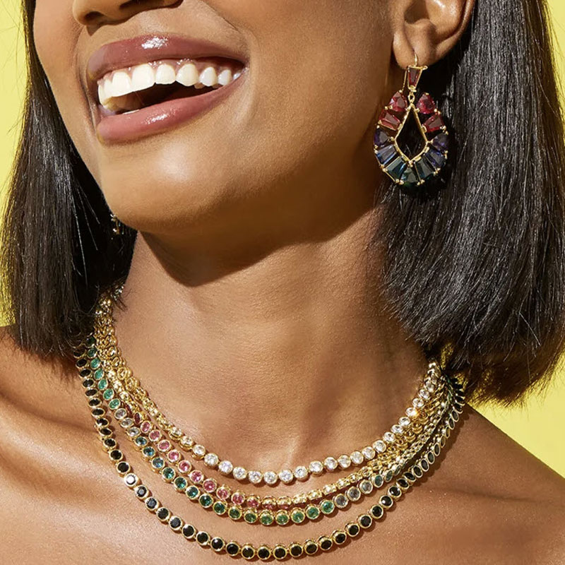 Kendra Scott Carmen Gold Tone Tennis Necklace in White Crystal
