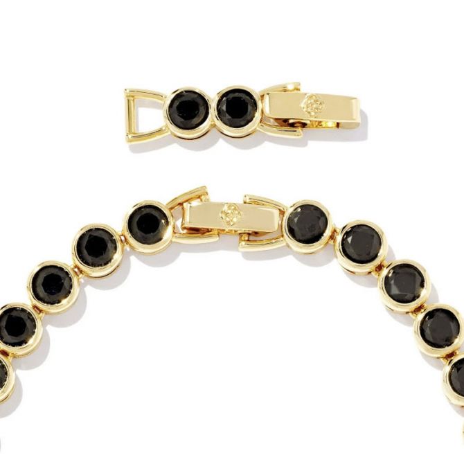 Kendra Scott Carmen Gold Tone Tennis Necklace in Black Spinel