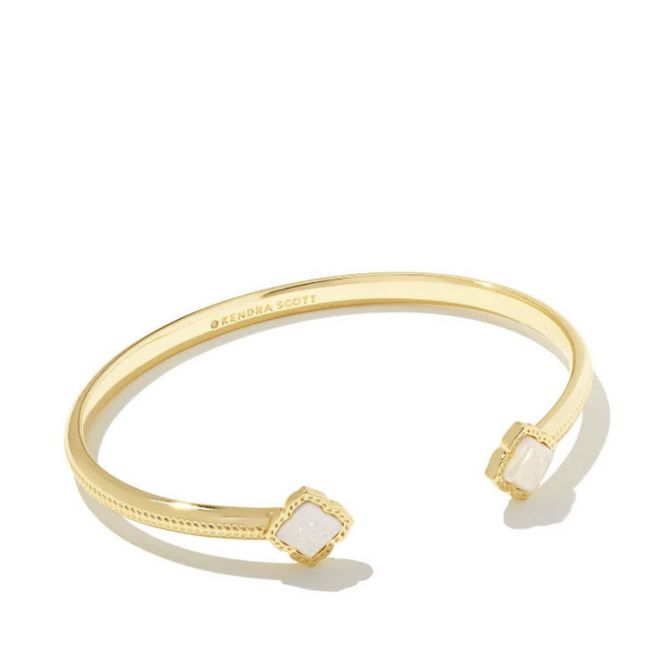 Kendra Scott Mallory Gold Tone Cuff Bracelet in Iridescent Drusy