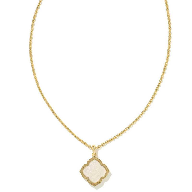 Kendra Scott Mallory Gold Tone Pendant Necklace in Iridescent Drusy