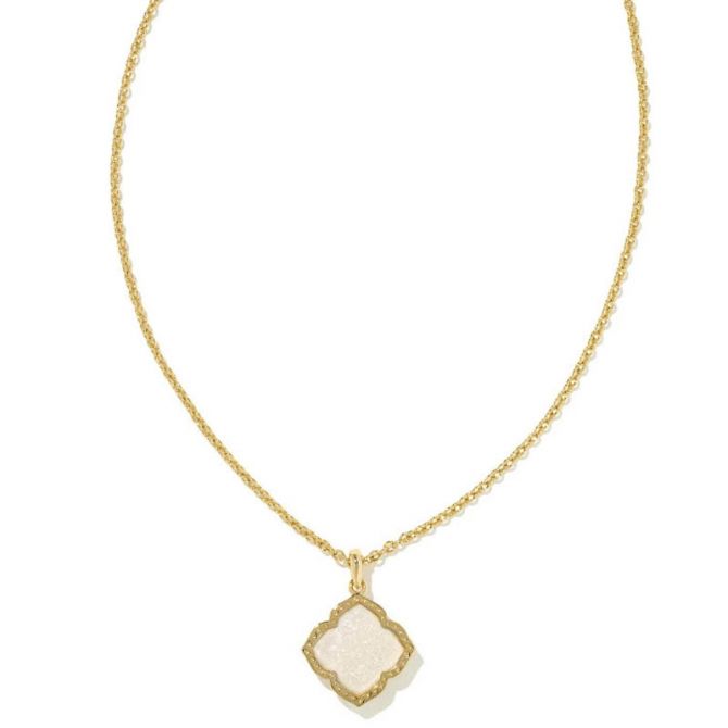 Kendra Scott Mallory Gold Tone Pendant Necklace in Iridescent Drusy