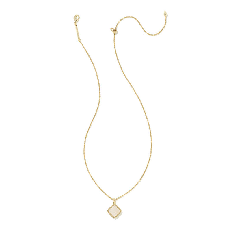 Kendra Scott Mallory Gold Tone Pendant Necklace in Iridescent Drusy