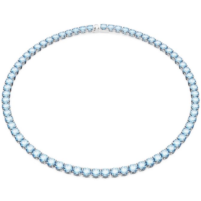 Swarovski Matrix Round Cut Blue Tennis Necklace, Medium