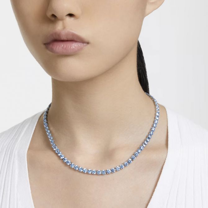 Swarovski Matrix Round Cut Blue Tennis Necklace, Medium | 5661187