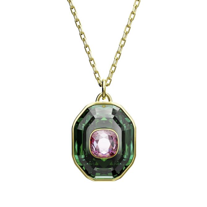 Swarovski Chroma Small Mixed Cuts Multicolored Necklace, Gold Tone Plated