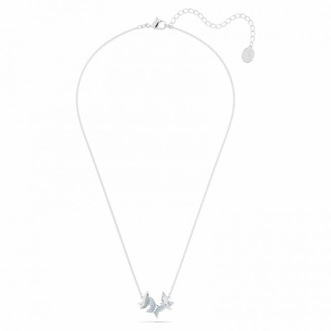 Swarovski Butterfly Lilia Pendant Necklace, Blue and Rhodium Plated
