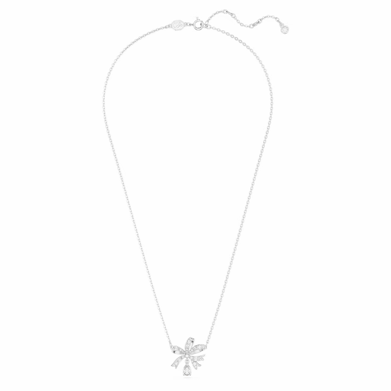 Swarovski Bow Volta White and Rhodium Plated Pendant Necklace, Small