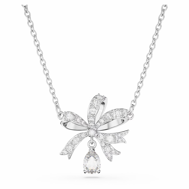 Swarovski Bow Volta White and Rhodium Plated Pendant Necklace, Small